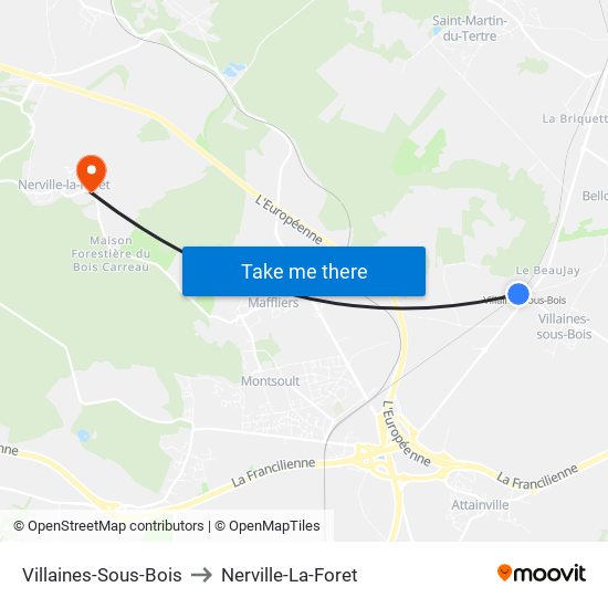 Villaines-Sous-Bois to Nerville-La-Foret map