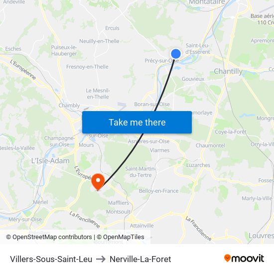 Villers-Sous-Saint-Leu to Nerville-La-Foret map