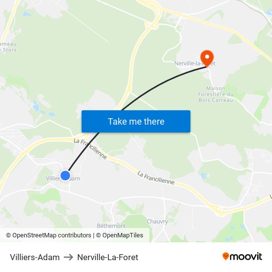 Villiers-Adam to Nerville-La-Foret map