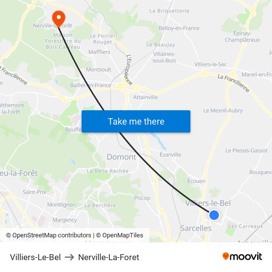 Villiers-Le-Bel to Nerville-La-Foret map