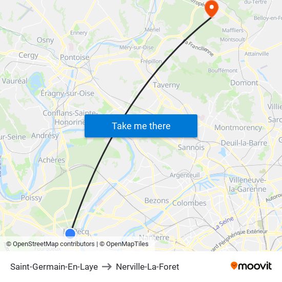 Saint-Germain-En-Laye to Nerville-La-Foret map