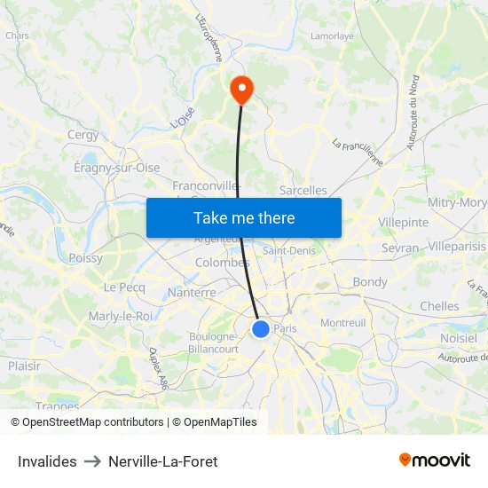 Invalides to Nerville-La-Foret map