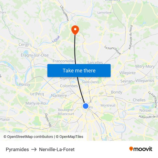 Pyramides to Nerville-La-Foret map