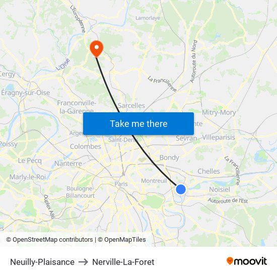 Neuilly-Plaisance to Nerville-La-Foret map