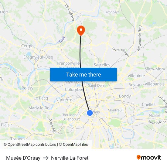 Musée D'Orsay to Nerville-La-Foret map
