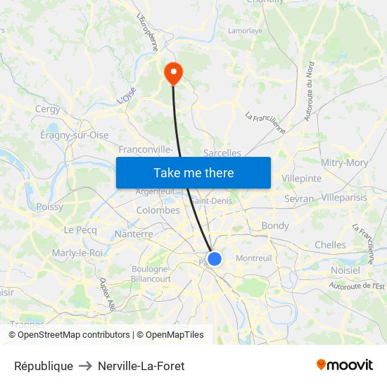 République to Nerville-La-Foret map