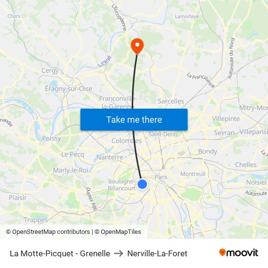 La Motte-Picquet - Grenelle to Nerville-La-Foret map