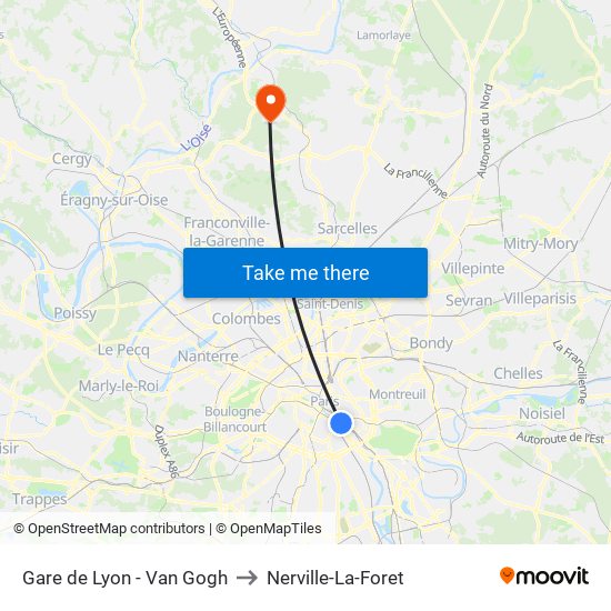 Gare de Lyon - Van Gogh to Nerville-La-Foret map