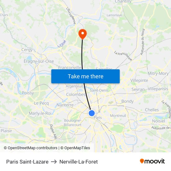 Paris Saint-Lazare to Nerville-La-Foret map