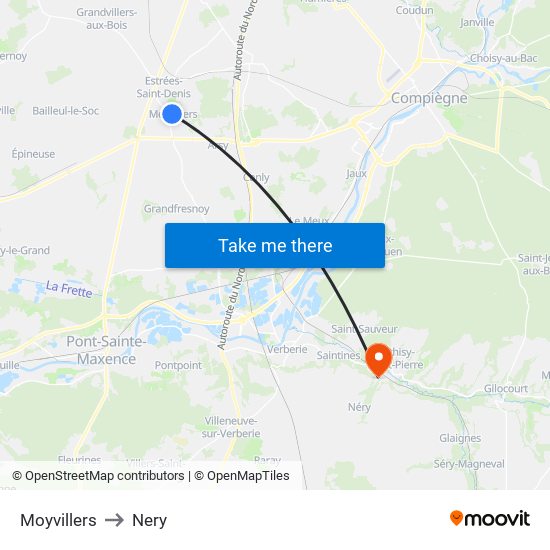 Moyvillers to Nery map