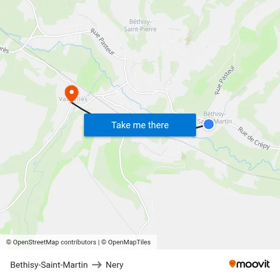 Bethisy-Saint-Martin to Nery map