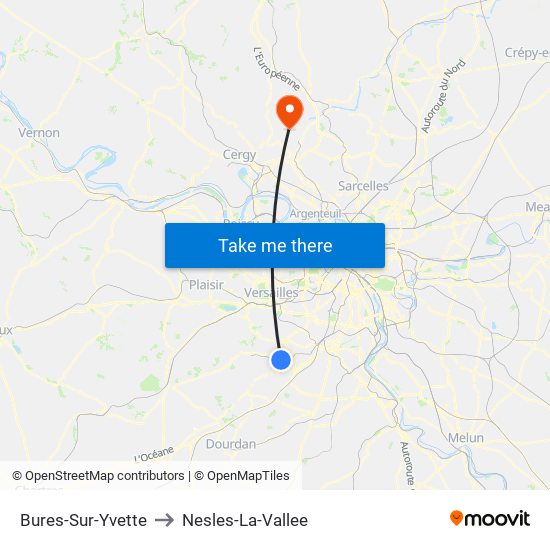 Bures-Sur-Yvette to Nesles-La-Vallee map