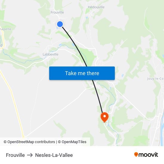 Frouville to Nesles-La-Vallee map