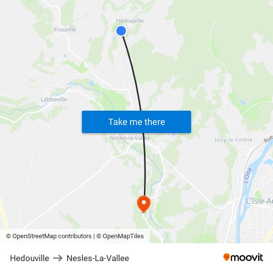 Hedouville to Nesles-La-Vallee map