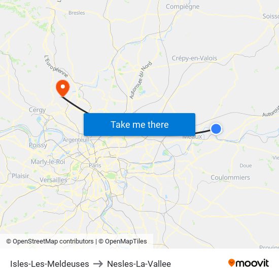 Isles-Les-Meldeuses to Nesles-La-Vallee map