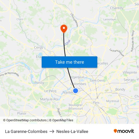 La Garenne-Colombes to Nesles-La-Vallee map