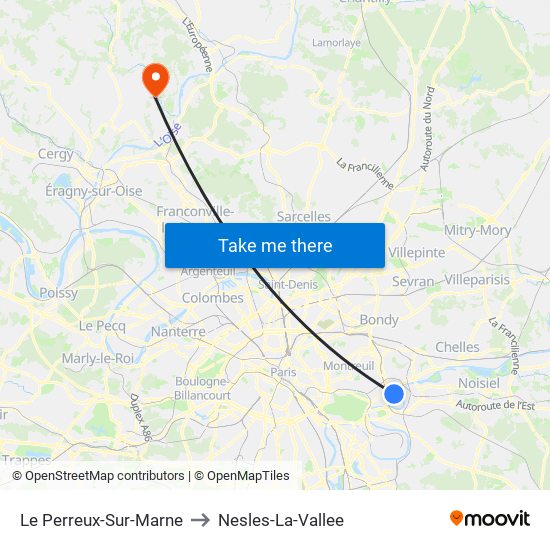 Le Perreux-Sur-Marne to Nesles-La-Vallee map