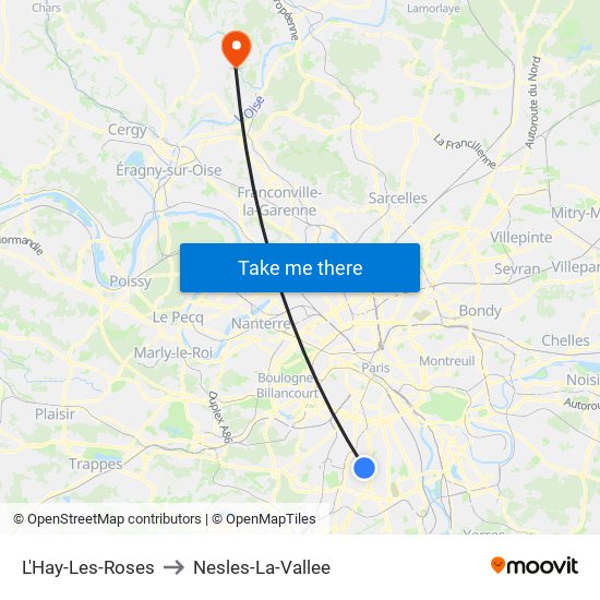 L'Hay-Les-Roses to Nesles-La-Vallee map