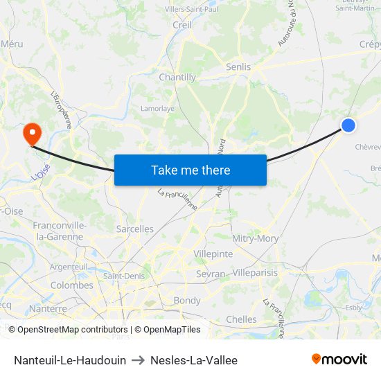 Nanteuil-Le-Haudouin to Nesles-La-Vallee map