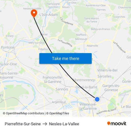 Pierrefitte-Sur-Seine to Nesles-La-Vallee map