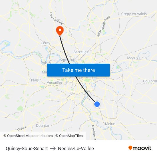 Quincy-Sous-Senart to Nesles-La-Vallee map