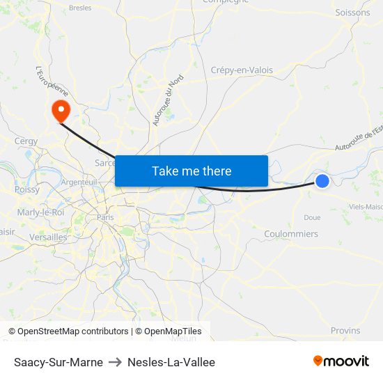 Saacy-Sur-Marne to Nesles-La-Vallee map