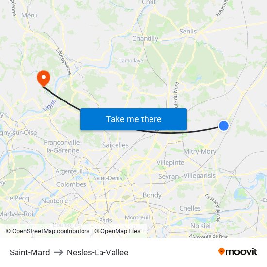 Saint-Mard to Nesles-La-Vallee map