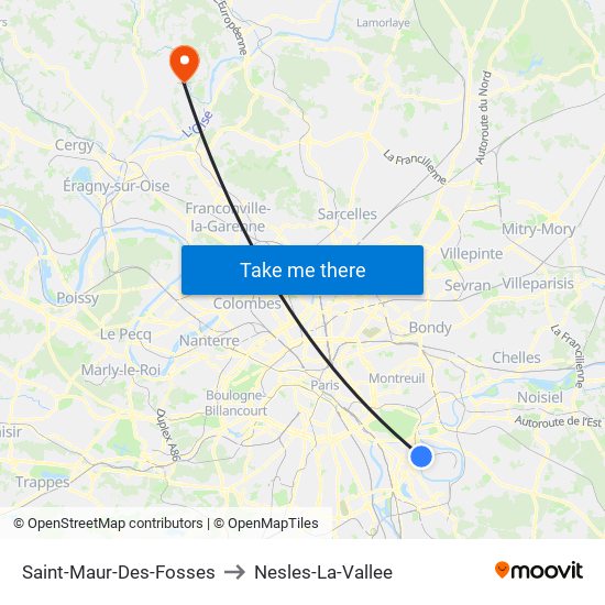 Saint-Maur-Des-Fosses to Nesles-La-Vallee map