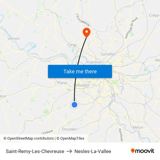 Saint-Remy-Les-Chevreuse to Nesles-La-Vallee map