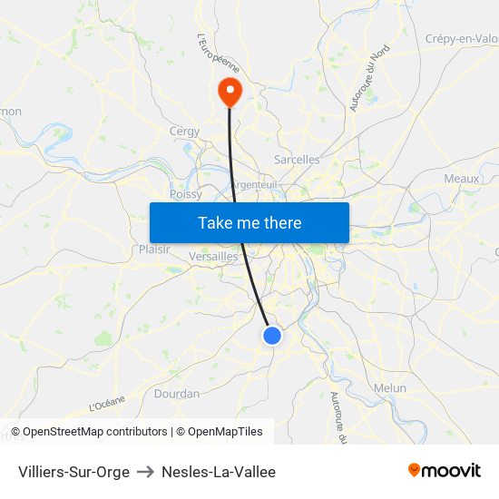 Villiers-Sur-Orge to Nesles-La-Vallee map