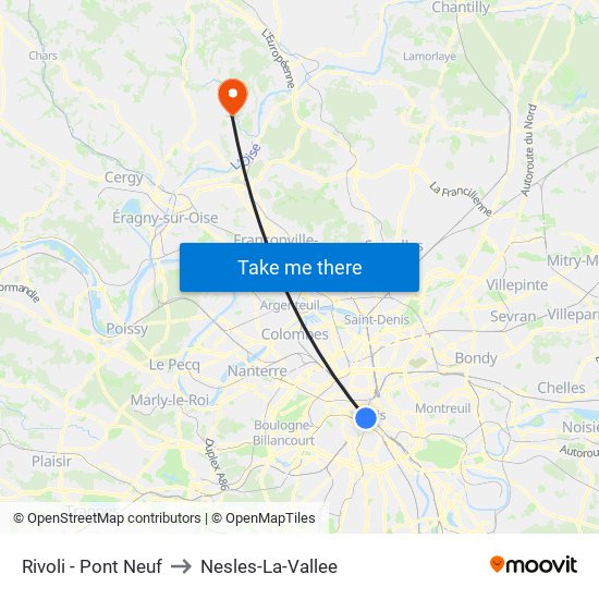 Rivoli - Pont Neuf to Nesles-La-Vallee map