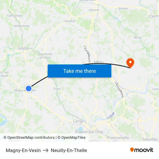 Magny-En-Vexin to Neuilly-En-Thelle map