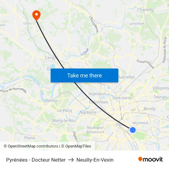 Pyrénées - Docteur Netter to Neuilly-En-Vexin map