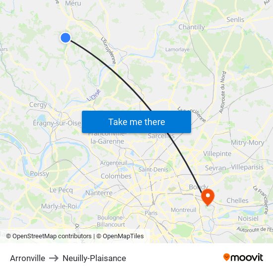 Arronville to Neuilly-Plaisance map