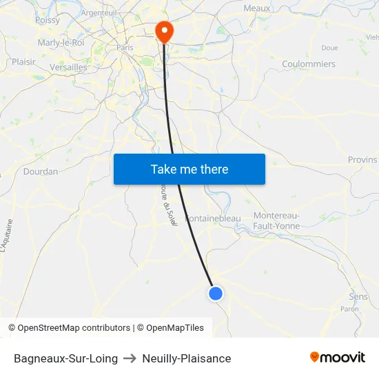 Bagneaux-Sur-Loing to Neuilly-Plaisance map