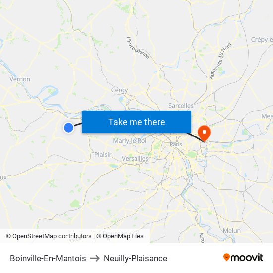 Boinville-En-Mantois to Neuilly-Plaisance map