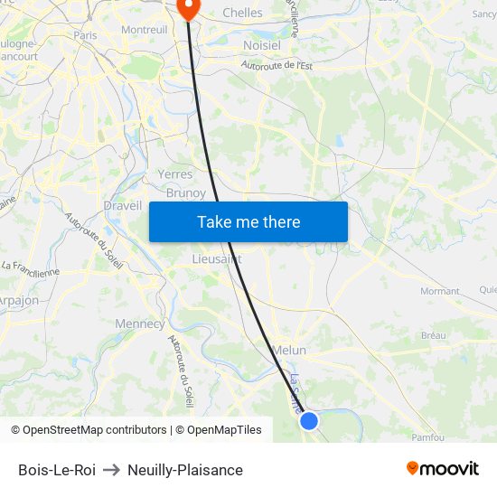 Bois-Le-Roi to Neuilly-Plaisance map