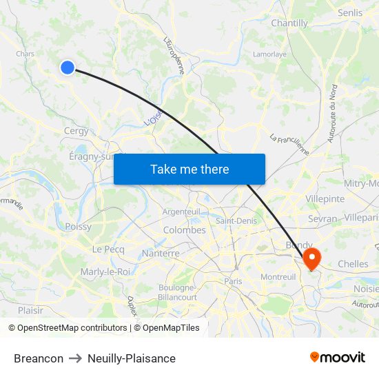 Breancon to Neuilly-Plaisance map