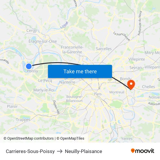 Carrieres-Sous-Poissy to Neuilly-Plaisance map