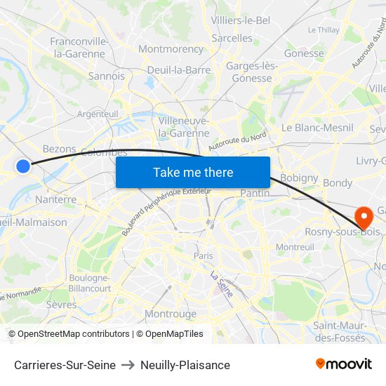 Carrieres-Sur-Seine to Neuilly-Plaisance map