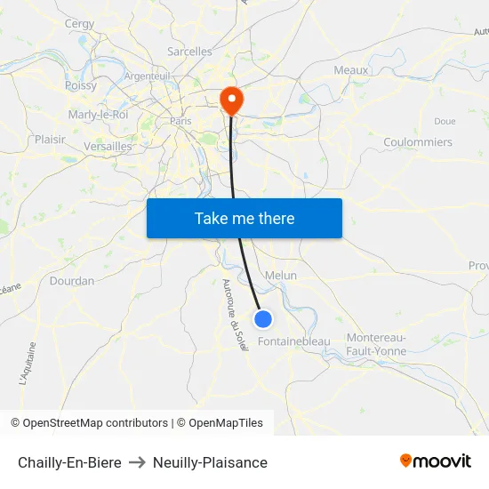Chailly-En-Biere to Neuilly-Plaisance map