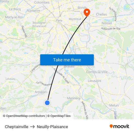 Cheptainville to Neuilly-Plaisance map