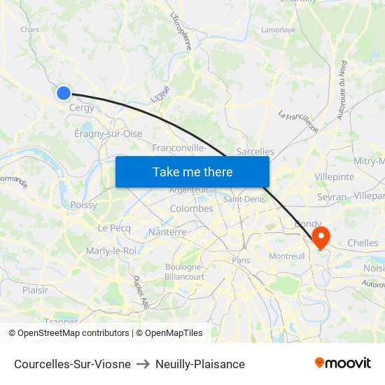 Courcelles-Sur-Viosne to Neuilly-Plaisance map