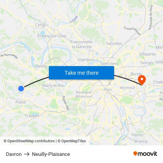 Davron to Neuilly-Plaisance map
