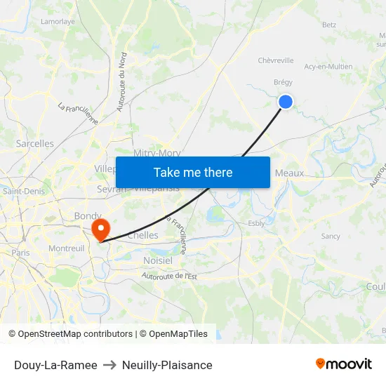 Douy-La-Ramee to Neuilly-Plaisance map