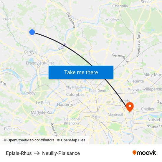 Epiais-Rhus to Neuilly-Plaisance map