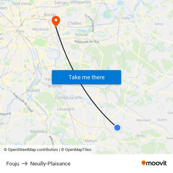 Fouju to Neuilly-Plaisance map
