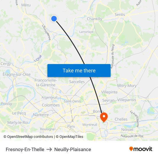 Fresnoy-En-Thelle to Neuilly-Plaisance map