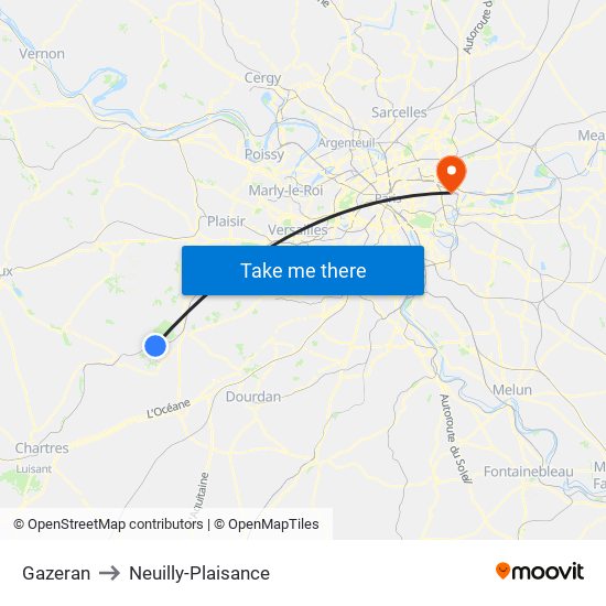 Gazeran to Neuilly-Plaisance map