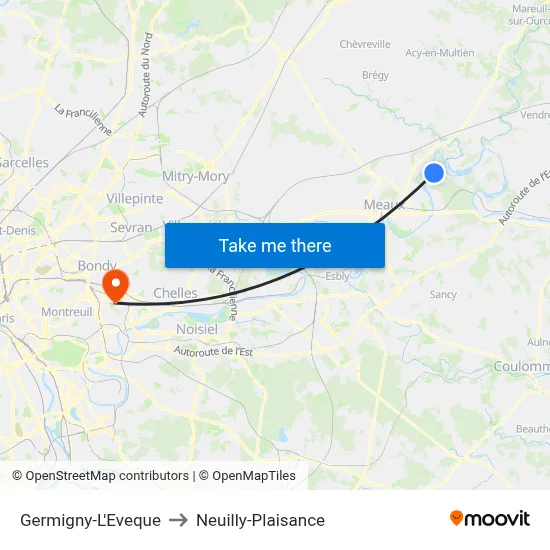 Germigny-L'Eveque to Neuilly-Plaisance map